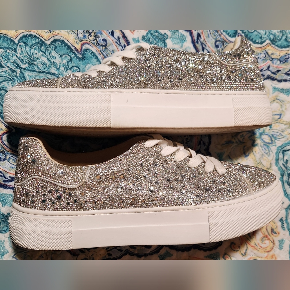 Betsey Johnson Sparkling Silver Sneakers